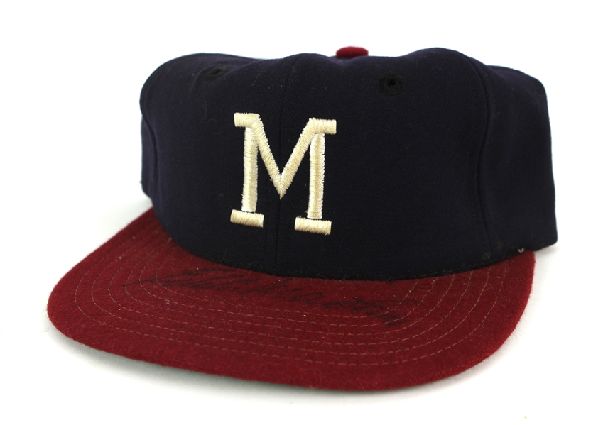 1960/70s Hank Aaron Eddie Mathews Signed Milwaukee Braves Cap (JSA)