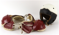 1940s circa Wilson Game Worn Football Helmet & Shoulder Pads (MEARS LOA)