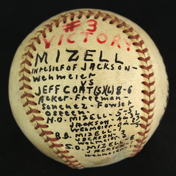 1957 (July 7) Vinegar Bend Mizell St. Louis Cardinals ONL Giles Game Used Victory Baseball (MEARS LOA)