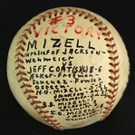 1957 (July 7) Vinegar Bend Mizell St. Louis Cardinals ONL Giles Game Used Victory Baseball (MEARS LOA)
