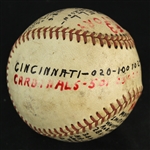 1957 (July 7) Vinegar Bend Mizell St. Louis Cardinals ONL Giles Game Used Victory Baseball (MEARS LOA)