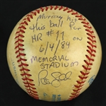1984 (June 4) Eddie Murray Pete Ladd Orioles/Brewers Signed OAL Brown Memorial Stadium Game Used Home Run Basbell (MEARS LOA/JSA)