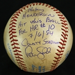 1984 (July 6) Rickey Henderson Oakland Athletics OAL Brown County Stadium Game Used Home Run Baseball Signed by Pete Ladd (MEARS LOA/JSA)