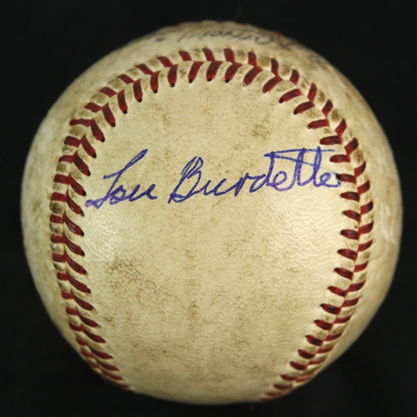 1958 (April 15) Lew Burdette Milwaukee Braves Signed ONL Giles County Stadium Opening Day Game Used Baseball (MEARS LOA/JSA)