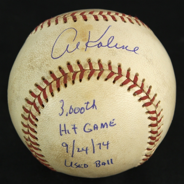 1974 (September 24) Al Kaline Detroit Tigers Signed OAL Cronin Memorial Stadium Game Used Baseball (MEARS LOA/JSA) 3,000th Career Hit Game
