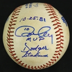 1981 (October 25) Ron Cey Los Angeles Dodgers Signed OWS Kuhn Dodgers Stadium World Series Game 5 Used Baseball (MEARS LOA/JSA)