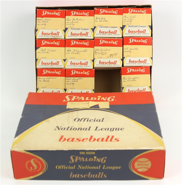 1958-60 Milwaukee Braves ONL Giles Milwaukee County Stadium Game Used Baseball Collection - Lot of 11 w/ John Roseboro Signed Home Run Ball, Ted Kluszewski, Enos Slaughter & More  (MEARS LOA)
