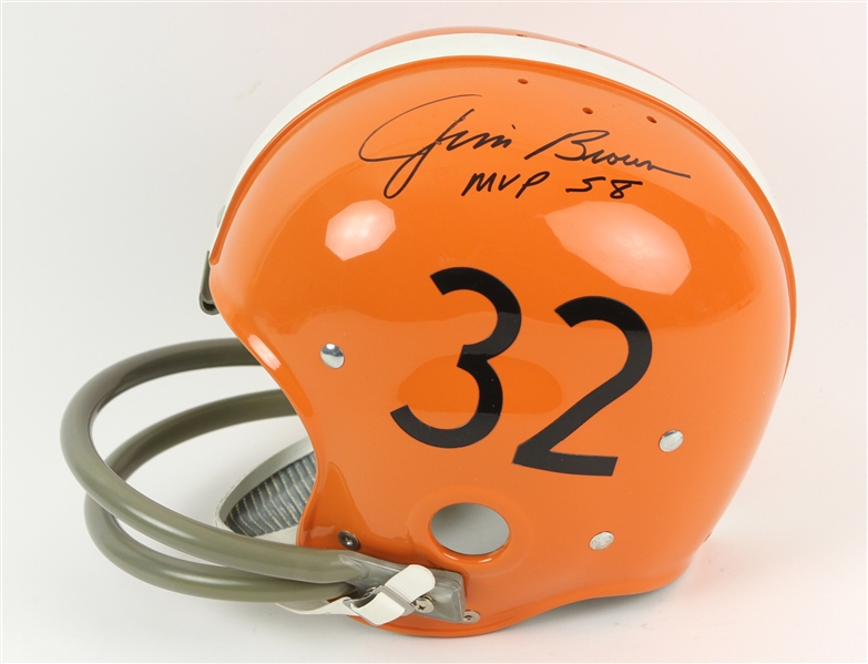 1990s Jim Brown Cleveland Browns Signed Full Size Suspension Helmet (JSA)