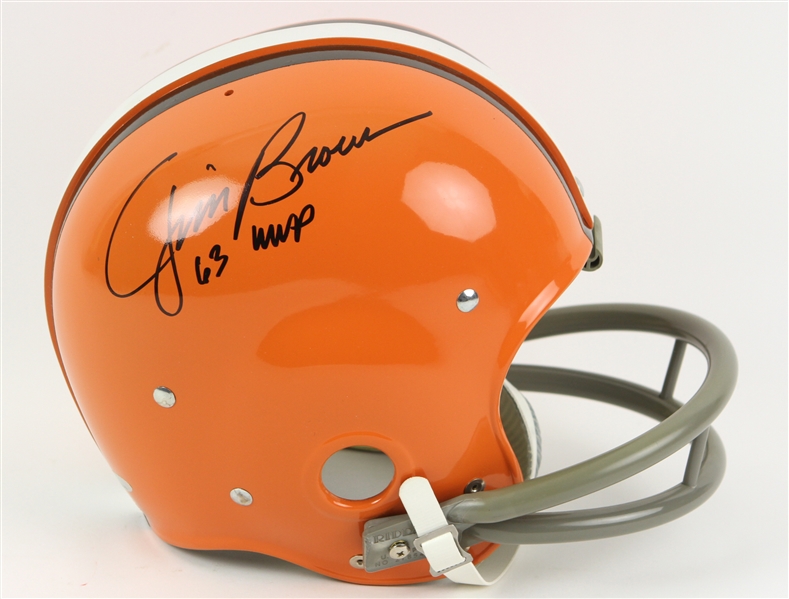 1990s Jim Brown Cleveland Browns Signed Full Size Suspension Helmet (JSA)
