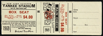 1969 New York Yankees Yankee Stadium Ticket Stub