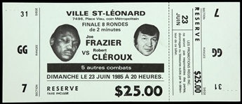 1985 (June 23) Joe Frazier Robert Cleroux Fight Ticket 
