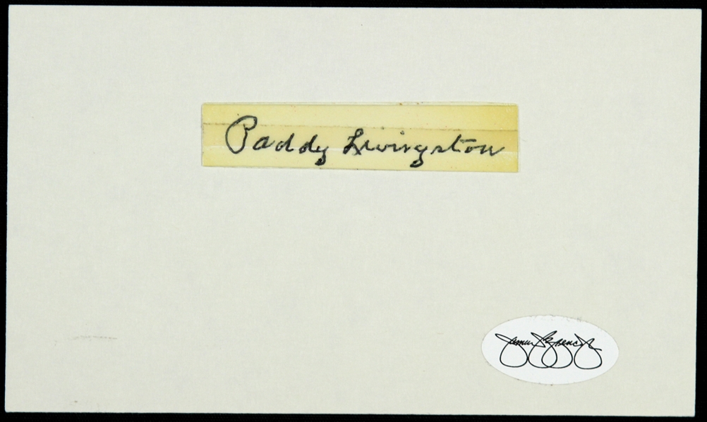 1910s Paddy Livingston Last Surviving Inaugural American Leaguer Signed Cut *JSA*