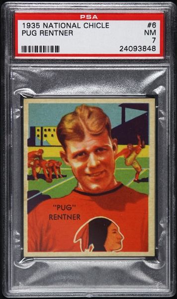 1935 Pug Rentner Boston Redskins National Chicle Trading Card (PSA NM 7)