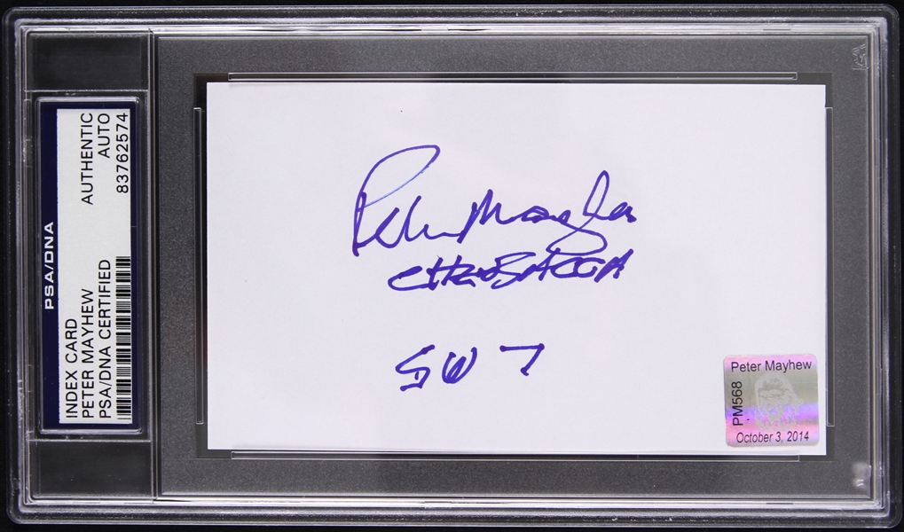 2014 Peter Mayhew Chewbacca Star Wars Signed Index Card (PSA/DNA Slabbed)