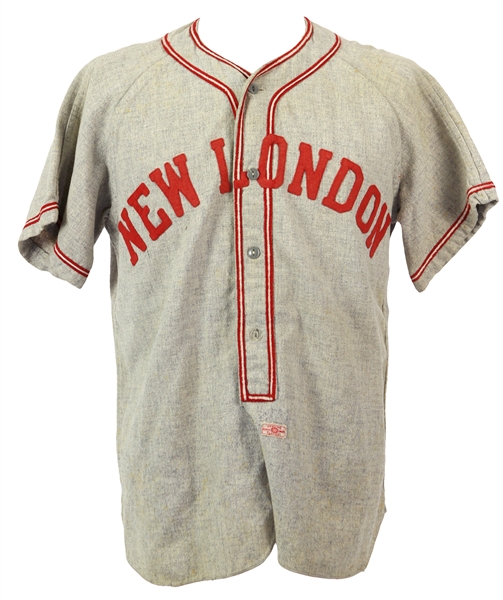 1940s circa New London Game Worn Flannel Baseball Jersey (MEARS LOA)