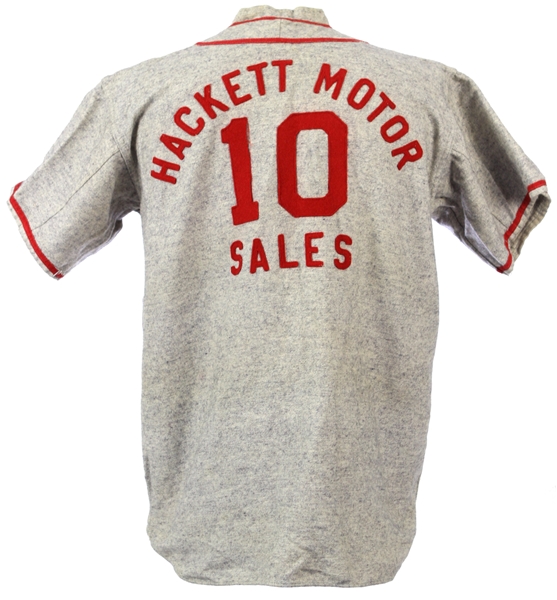 1940s Hackett Motor Sales Dodgers Game Worn Flannel Baseball Jersey (MEARS LOA)