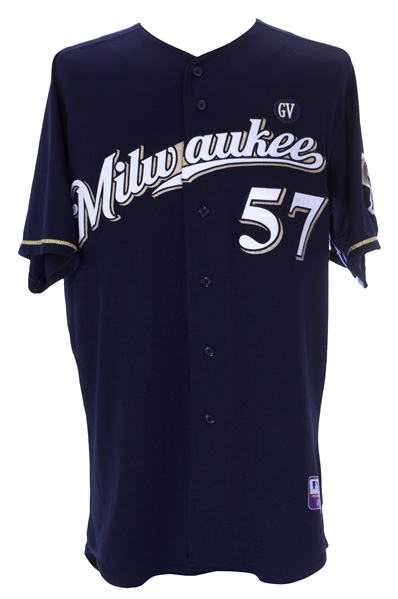 2011 (Oct 13/14) Francisco Rodriguez Milwaukee Brewers Signed Alternate NLCS Jersey w/ GV Memorial Patch (MEARS LOA/JSA/MLB Hologram)