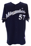 2011 (Oct 13/14) Francisco Rodriguez Milwaukee Brewers Signed Alternate NLCS Jersey w/ GV Memorial Patch (MEARS LOA/JSA/MLB Hologram)
