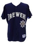1994 Mike Matheny Milwaukee Brewers Signed Game Worn Alternate Jersey w/ MLB 125th Anniversary Patch (MEARS LOA/JSA)