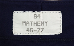 1994 Mike Matheny Milwaukee Brewers Signed Game Worn Alternate Jersey w/ MLB 125th Anniversary Patch (MEARS LOA/JSA)