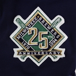 1994 Mike Matheny Milwaukee Brewers Signed Game Worn Alternate Jersey w/ MLB 125th Anniversary Patch (MEARS LOA/JSA)