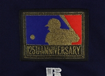 1994 Mike Matheny Milwaukee Brewers Signed Game Worn Alternate Jersey w/ MLB 125th Anniversary Patch (MEARS LOA/JSA)