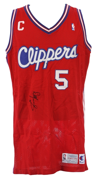 1992-93 Danny Manning Los Angeles Clippers Dual Signed Game Worn Road Jersey (MEARS LOA/JSA)