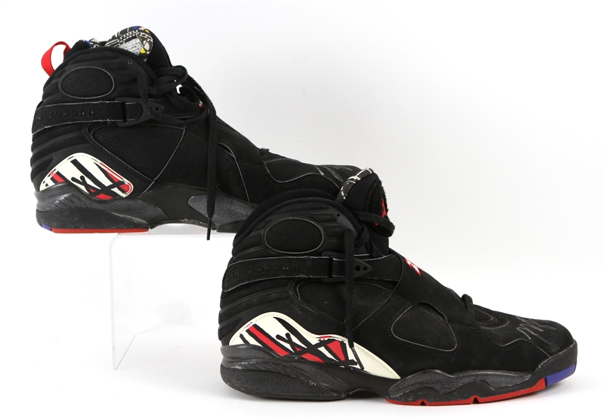1993 Michael Jordan Chicago Bulls Nike Air Jordan 8 Signed Playoff/Finals Game Worn Shoes (From The 3-Peat Season/Last Style Worn Before His Retirement) MEARS LOA