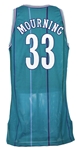 1992-93 Alonzo Mourning Charlotte Hornets Signed Game Worn Road Jersey (MEARS LOA/*JSA*) Rookie Season