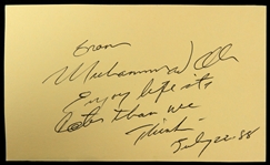 1988 (July 22) Muhammad Ali World Heavyweight Champion Signed & Inscribed 3" x 5" Cut (JSA)