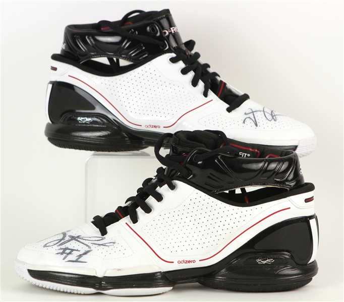 2010-11 Derrick Rose Chicago Bulls Signed Adidas Game Worn Sneakers (MEARS LOA/*JSA*) NBA MVP Season