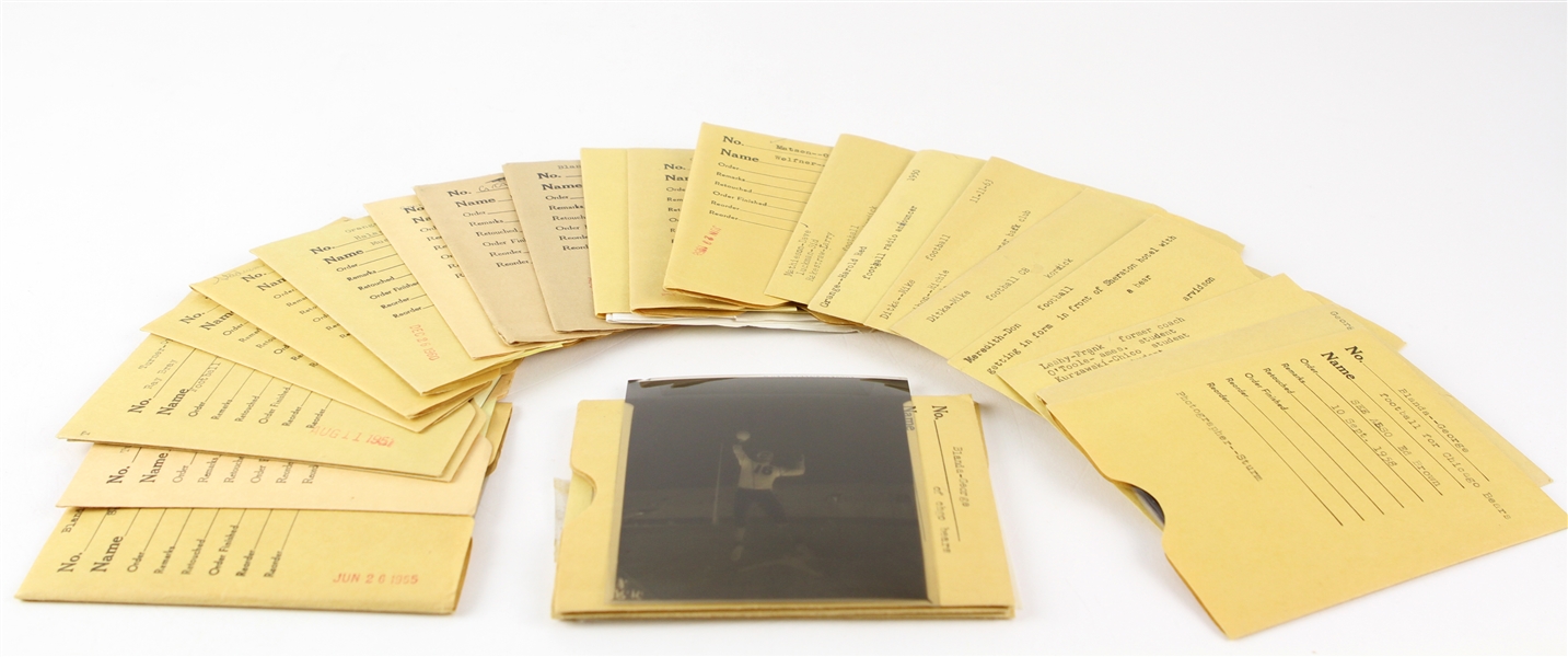 1950-68 Football Negative & Transparency Collection - Lot of 60 w/ George Blanda, Don Meredith, Mike Ditka, Frank Leahy & More 