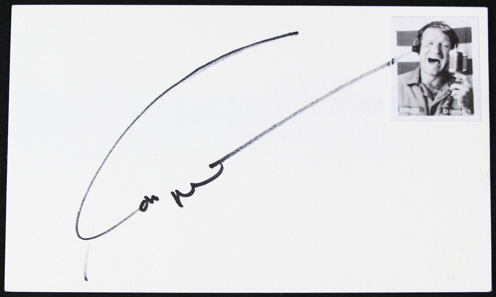 1980s Robin Williams Comedian/Actor Signed 3" x 5" Index Card (JSA)