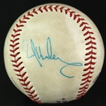 2003-04 Rickey Henderson Newark Bears Signed OAtL Klein Game Used Baseball (MEARS LOA/JSA)