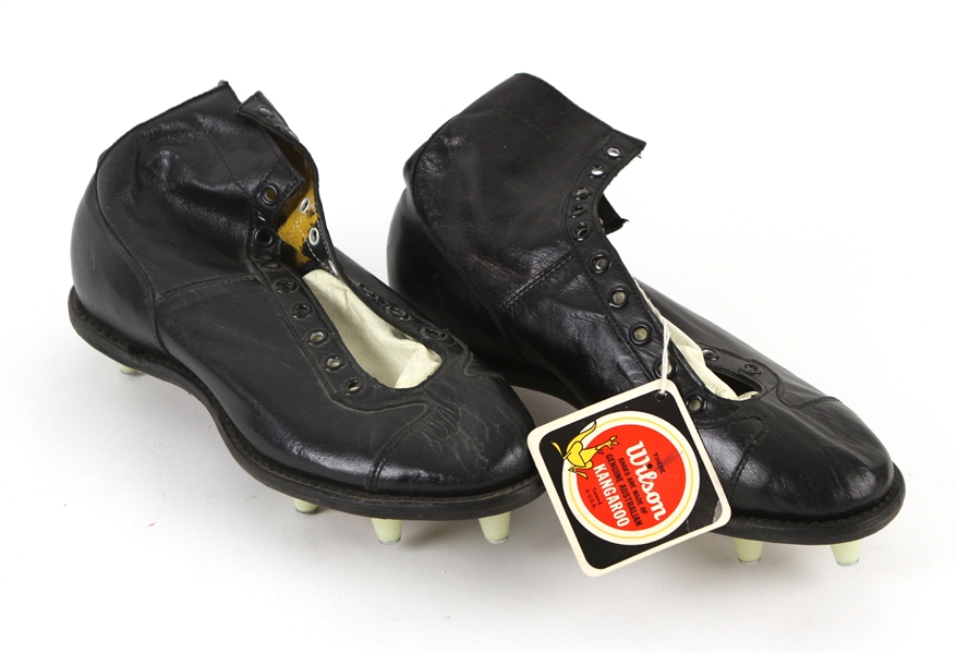 1950s circa Like New Wilson Kangaroo Leather High Top Football Cleats w/ Original Tag (MEARS LOA)