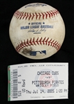 2005 (July 14) Chicago Cubs Pittsburgh Pirates OML Selig Wrigley Field Game Used Baseball w/ Ticket Stub (MEARS LOA)