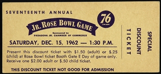 1962 (December 15) Junior Rose Bowl Game Discount Ticket