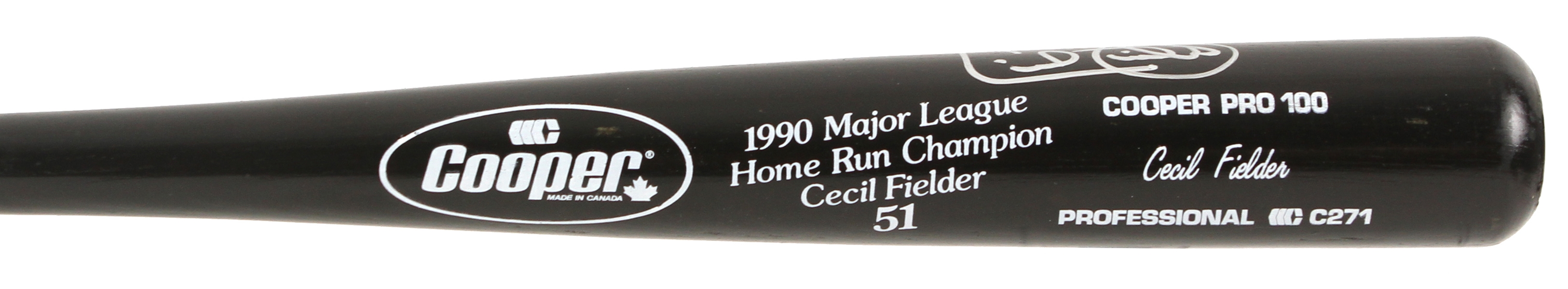 1990 Cecil Fielder Detroit Tigers Signed Cooper Major League Home Run Champion Commemorative Bat (JSA)