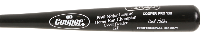 1990 Cecil Fielder Detroit Tigers Signed Cooper Major League Home Run Champion Commemorative Bat (JSA)