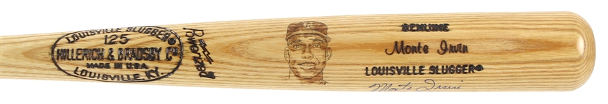 1973 Monte Irvin New York Giants Signed H&B Louisville Slugger Illustration Bat (JSA)
