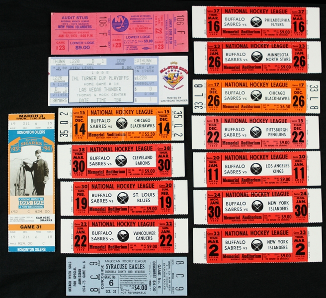 1974-95 Hockey Ticket Collection - Lot of 15 
