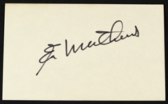 1950s Eddie Mathews Milwaukee Braves Signed 3" x 5" Index Card (JSA)