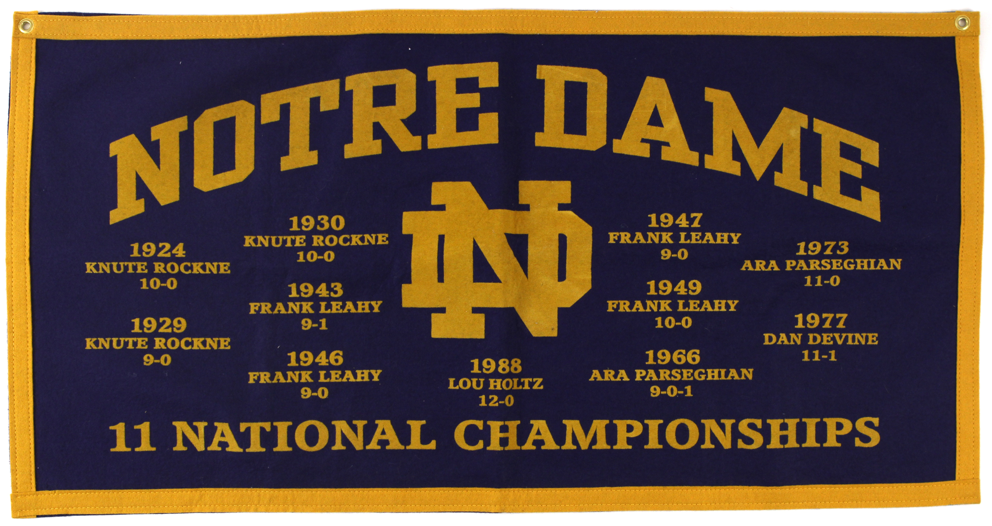 Lot Detail - 1988 Notre Dame Fighting Irish 18" x 34" 11 National