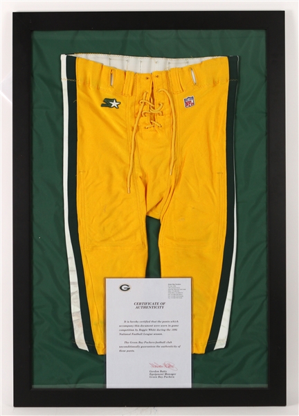 1995 Reggie White Green Bay Packers 27" x 40" Framed Game Worn Uniform Pants (MEARS LOA/Team COA)