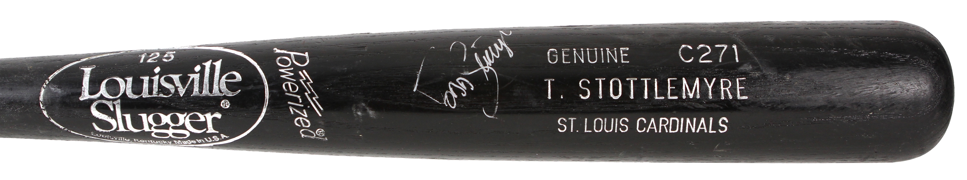 1996-97 Todd Stottlemyre St. Louis Cardinals Singed Louisville Slugger Professional Model Game Used Bat (MEARS LOA)