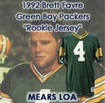 1992 Brett Favre Green Bay Packers Autographed Home Jersey (MEARS / JSA LOA) “Favre’s Rookie Season in GB”