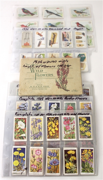 1922-39 Non Sports Trading Cards Complete Set Collection - Lot of 7 w/ Flowers, Household Hints, Useful Birds of America & More 