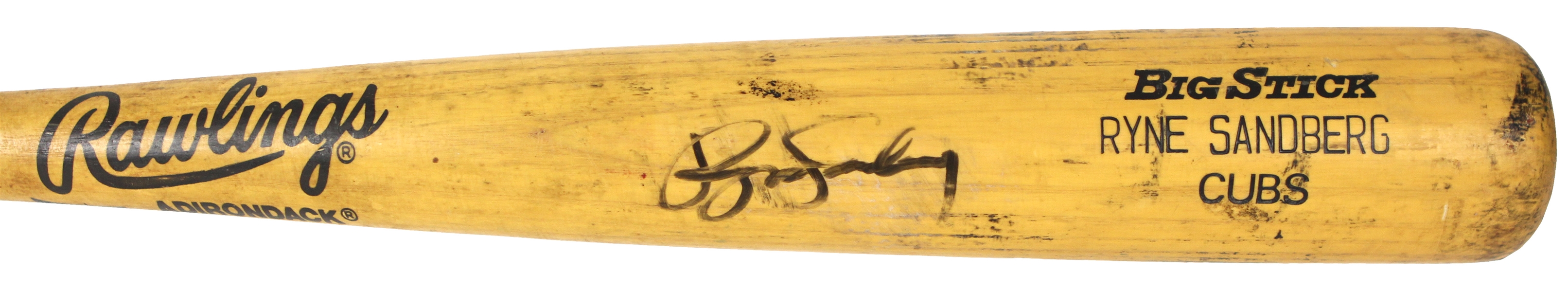 1991 Ryne Sandberg Chicago Cubs Signed Rawlings Adirondack Professional Model Game Used Bat (MEARS LOA/JSA)