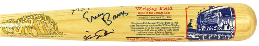 2000s Chicago Cubs Multi Signed Cooperstown Bat Co. Wrigley Field Commemorative Bat w/ 8 Signatures Including Ernie Banks, Fergie Jenkins, Ron Santo & More (JSA)