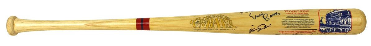 2000's Chicago Cubs Multi Signed Cooperstown Bat Co. Wrigley Field Commemorative Bat w/ 8 Signatures Including Ernie Banks, Fergie Jenkins, Ron Santo & More (JSA)